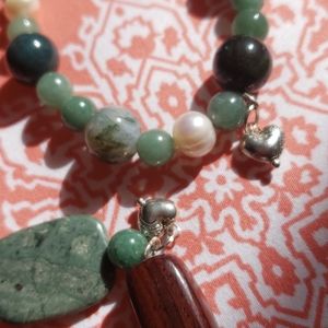 2 natural stone boho stretch bracelets